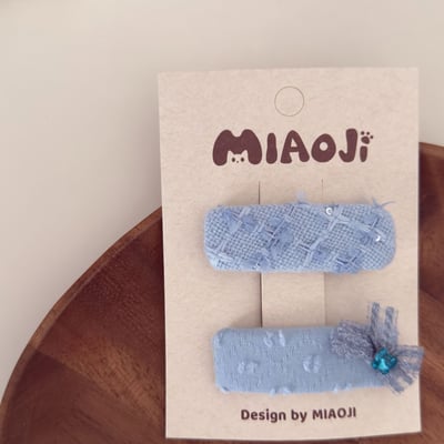 藍色系幾何蝴蝶結髮夾7