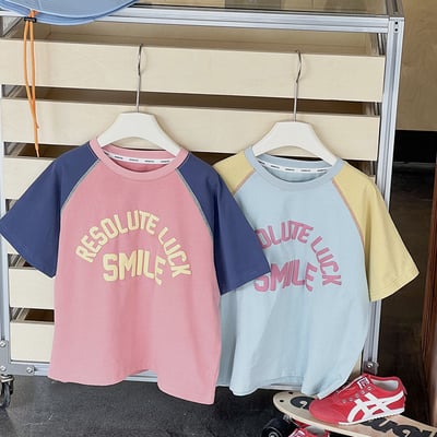 泡泡字母拼袖短T1