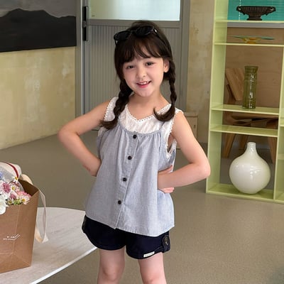 疊穿格子吊帶背心兩件套裝1