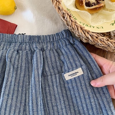 輕薄藍色格紋短褲4