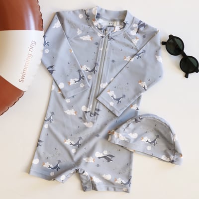 男童連身泳衣含帽3