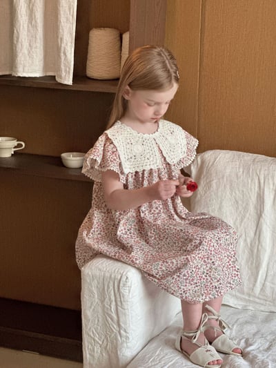 碎花蕾絲領洋裝2