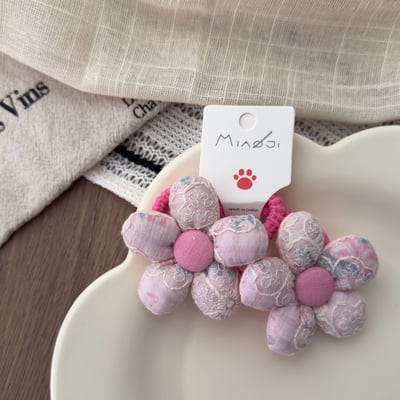 刺繡花朵蝴蝶結髮圈3