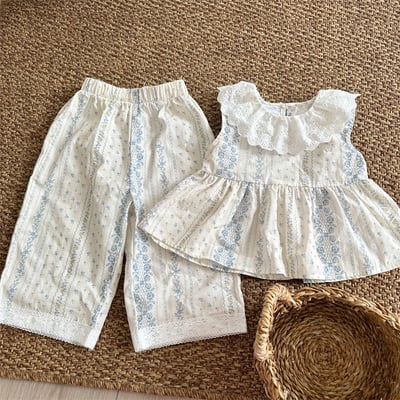 清新小碎花蕾絲領兩件套裝1