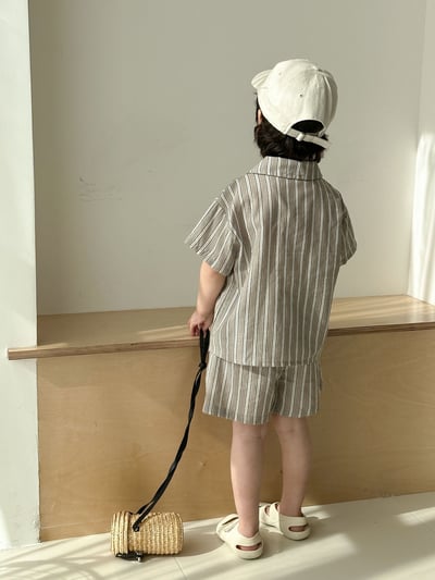無印風條紋襯衫/吊帶裙4