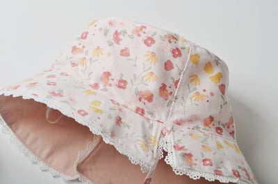 蕾絲粉色小花雙面漁夫帽8