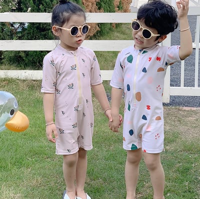 男女童連身泳裝含泳帽1