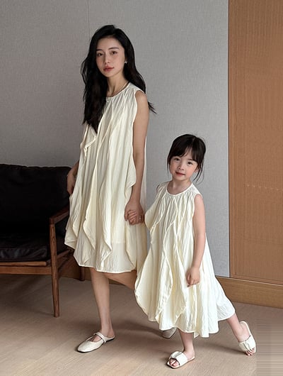 不規則層次無袖母女洋裝2