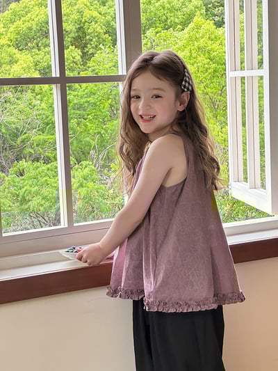 特殊紋路掛脖花邊上衣5