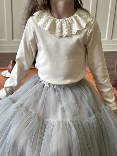 素色蕾絲花邊領上衣(4色)8