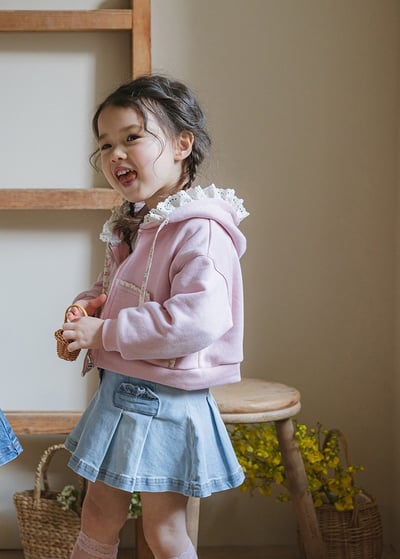 可愛壓褶牛仔短裙5