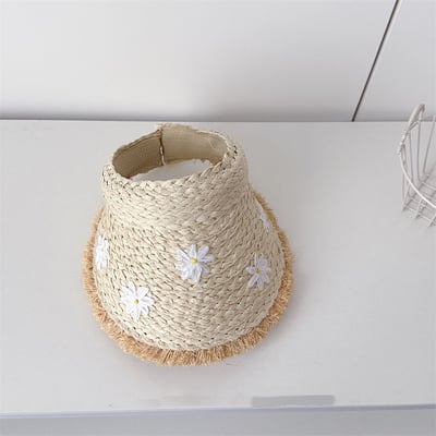 兒童小花空頂草帽3