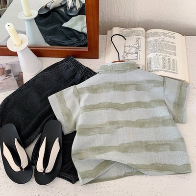 渲染條紋透氣襯衫3