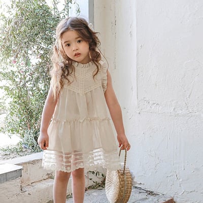 蕾絲花邊無袖洋裝-尺寸100公分1