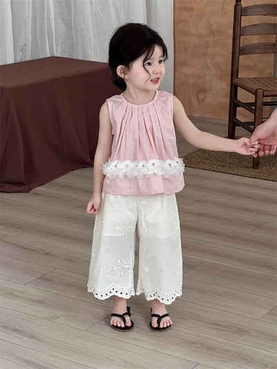 甜美繡花九分褲2