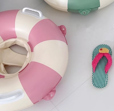 配色條紋坐式泳圈4