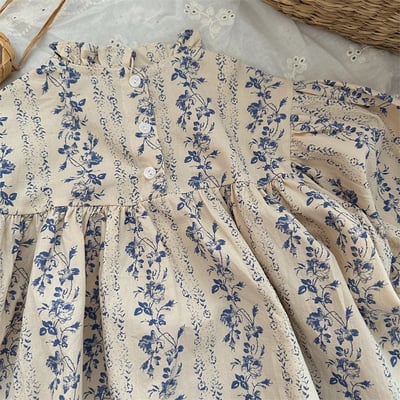 碎花立領花邊娃娃上衣3