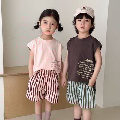 簡約字母條紋褲套裝1