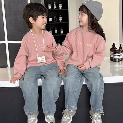 粉色字母加絨上衣1