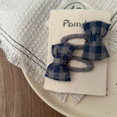 灰藍系格紋髮夾5