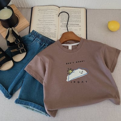 可愛雲朵插畫短T3