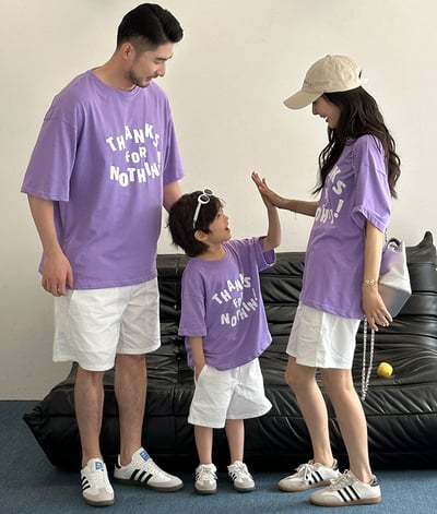 紫色字母短袖T恤親子裝3