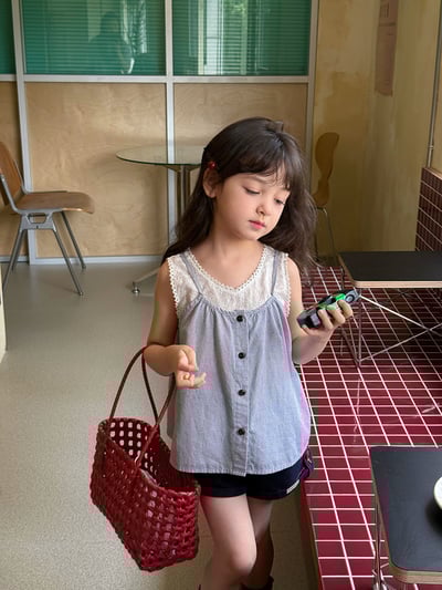 疊穿格子吊帶背心兩件套裝3