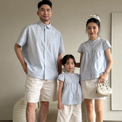 淡藍襯衫系親子裝1