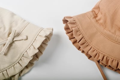 可愛皺褶抽繩帽2