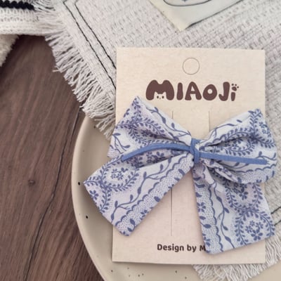 清新藍色布藝髮飾8