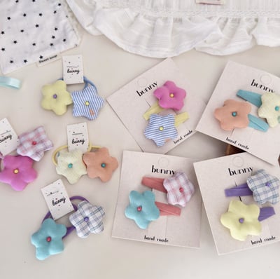 撞色格紋布藝髮飾1