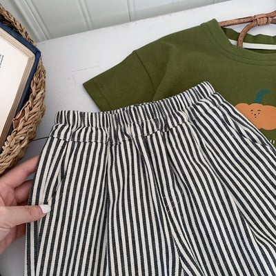 條紋口袋貼布短褲4