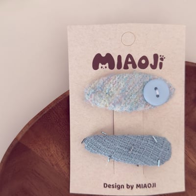 藍色系幾何蝴蝶結髮夾6