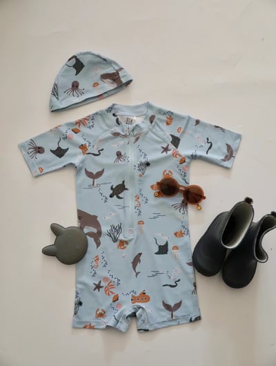 男女童連身泳裝含泳帽7