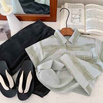 渲染條紋透氣襯衫5