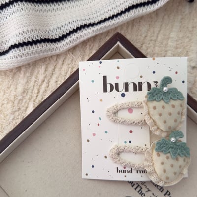 小草莓布藝髮夾髮圈2