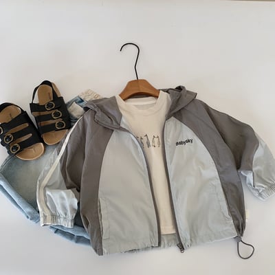 夏日拼色防曬外套1