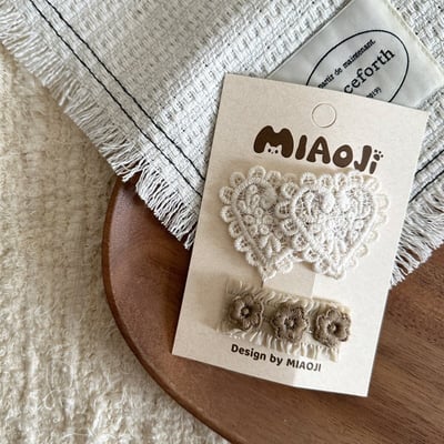 米白系蕾絲蝴蝶結髮夾9