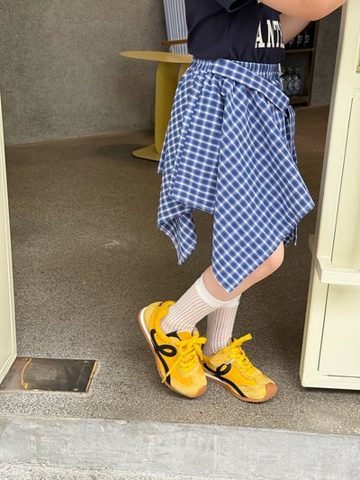 不規則格子襯衫短裙5