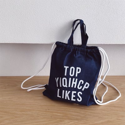 英字帆布抽繩包2