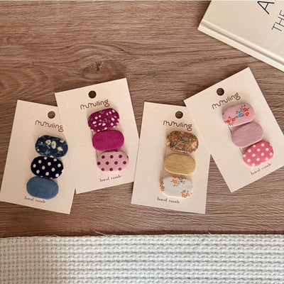 碎花布藝髮夾組3