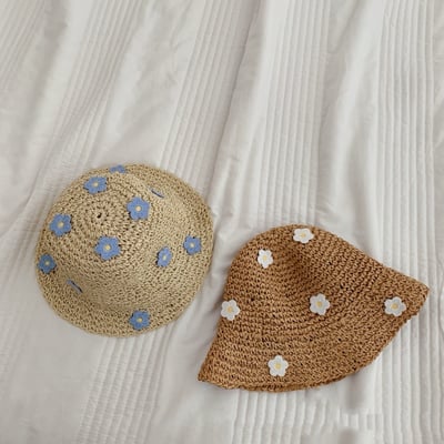 親子款小清新花朵草帽2