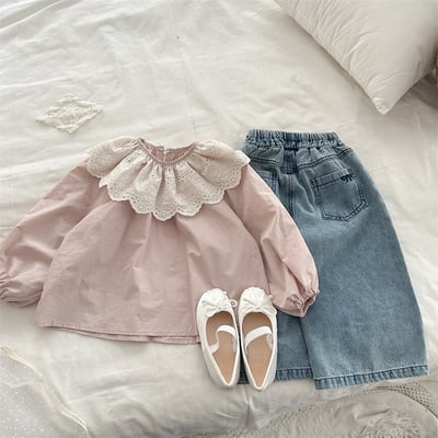 刺繡花邊翻領上衣1