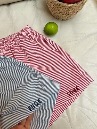 字母刺繡條紋短褲2