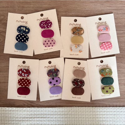 碎花布藝髮夾組1