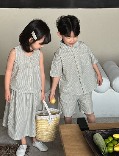 清新條紋親子套裝6