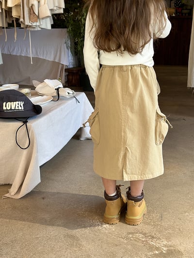 束繩口袋長版工裝裙6