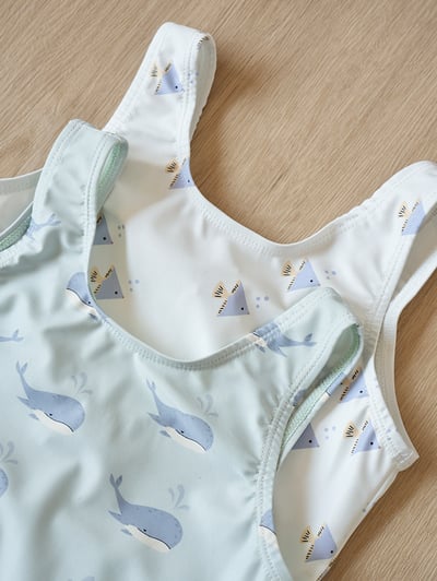 女童花邊連身泳衣含泳帽7