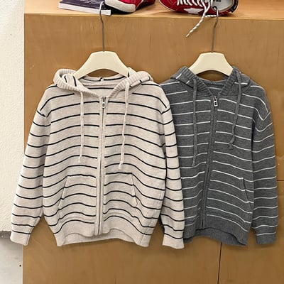 針織條紋連帽外套1