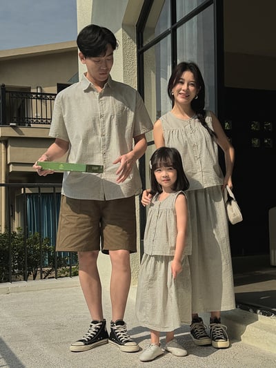 清新條紋親子套裝2